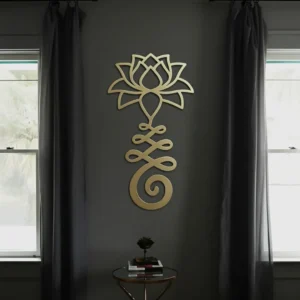 Unalome lotus metal wall art in gold color