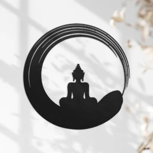 Zen circle buddha metal wall art
