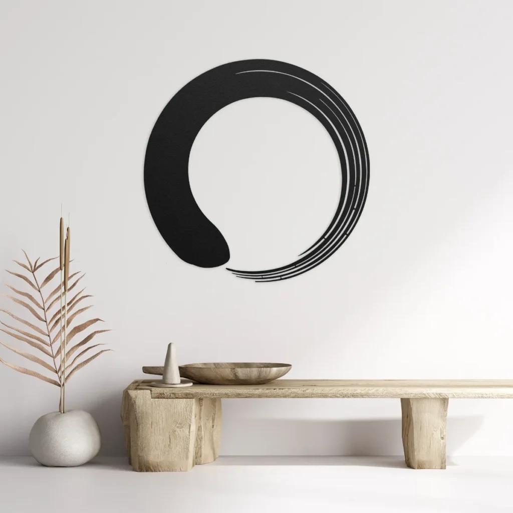 Zen circle metal wall art in black color