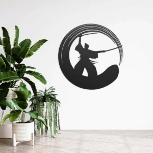 Zen circle samurai metal wall art