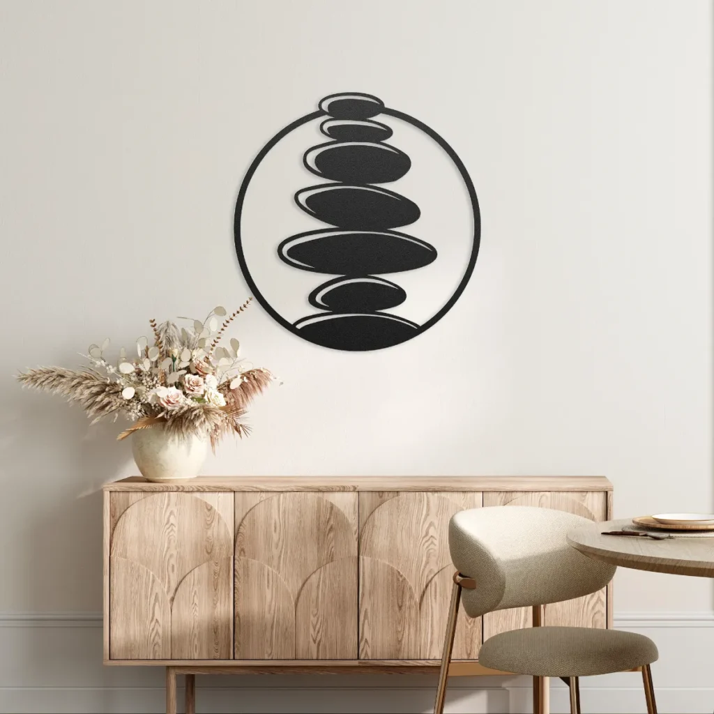 Zen stones metal wall art in black color