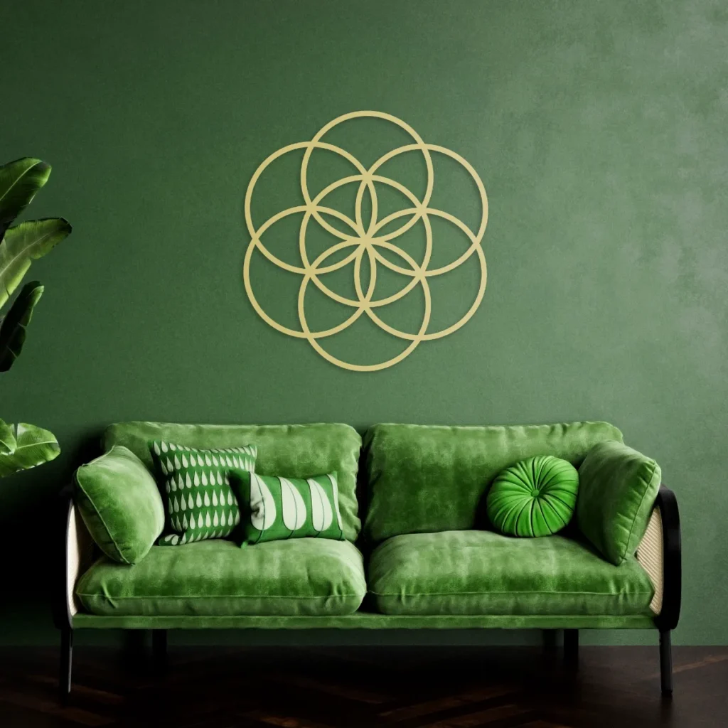 Seed of life metal wall art in gold color